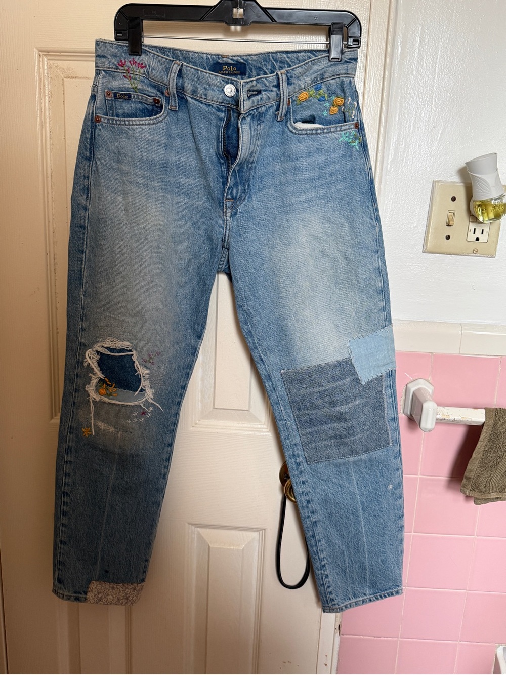 Polo Ralph Lauren Avery Boyfriend Patchwork Embroidered Distressed Jeans